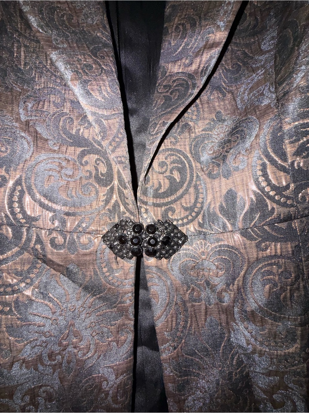 Neiman Marcus Exclusive Metallic Brocade Blazer Small Bronze Black Western Glam - Picture 2 of 5
